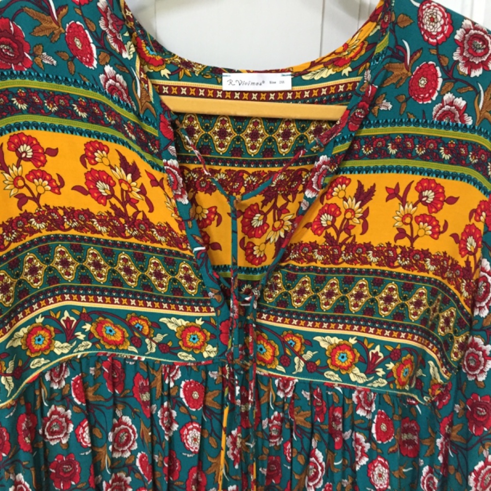 Floral Long Sleeve Dress - Multicolor - Picture 6 of 15